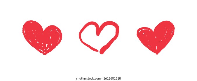 Heart doodle collection. Valentine's day love symbol. Hand drawn hearts.