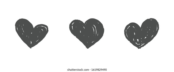 Heart doodle collection. Valentine's day love symbol. Hand drawn hearts.