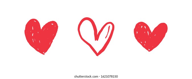 Heart doodle collection. Valentine's day love symbol. Hand drawn hearts.