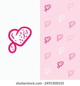Heart doodle element vector. Hand drawn doodle style heart, love symbol. Illustration design for print, cartoon, card, decoration, sticker, icon, valentine day.