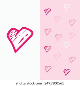 Heart doodle element vector. Hand drawn doodle style heart, love symbol. Illustration design for print, cartoon, card, decoration, sticker, icon, valentine day.