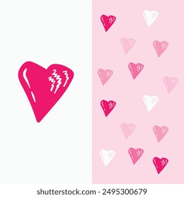 Heart doodle element vector. Hand drawn doodle style heart, love symbol. Illustration design for print, cartoon, card, decoration, sticker, icon, valentine day.