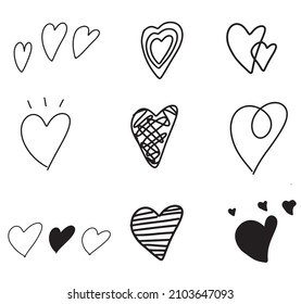 Heart Doodle Hand Draw, vector illustration art