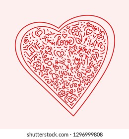 Heart. Doodle hand drawing. Background.Vector illustration