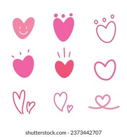 Mano del garabato del corazón dibujada para elemento, valentina, amor, carta, boda, pareja