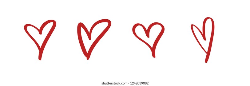 Heart doodle, hand drawn love symbol collection