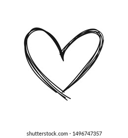 black heart outline sketch