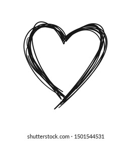 
Heart doodle, hand drawn symbol of love. Sketched illustration.