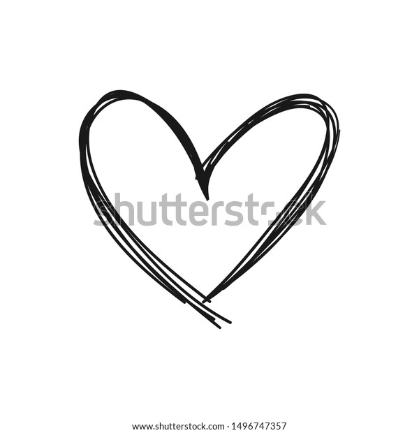 Heart Doodle Hand Drawn Symbol Love Stock Vector (royalty Free) 1496747357