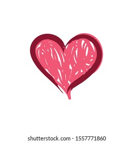 Heart doodle, handmade love illustration icon.