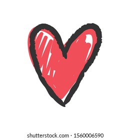 Heart doodle, handmade love illustration icon.