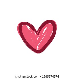 Heart doodle, handmade love illustration icon.
