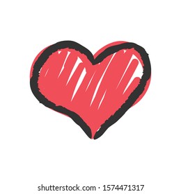 Heart doodle, handmade love illustration icon.