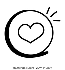 Heart in a doodle icon denoting like
