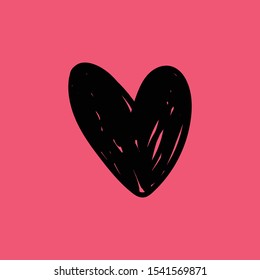 Heart doodle icon, hand drawn love symbol