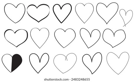 Heart doodle icon, love simple icon set. Outline editable stroke,Love, Vector Illustration.eps 10.