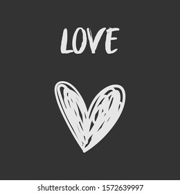 Heart doodle icon with Love text word. Hand drawn sketch illustration.