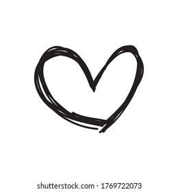 Heart doodle icon, symbol of love. Hand drawn illustration. 