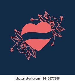 heart doodle icon, traditional tattoo illustration