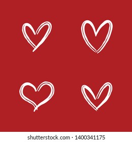 Heart doodle icons. Hand drawn hearts. Vector collection.