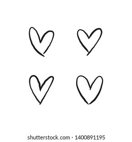 Heart doodle icons. Hand drawn hearts. Vector collection.