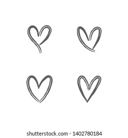 Heart doodle icons. Hand drawn hearts. Vector collection.