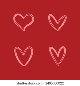 Heart doodle icons. Hand drawn hearts. Vector collection.