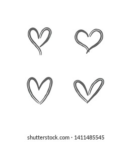 Heart doodle icons. Hand drawn hearts. Vector collection.