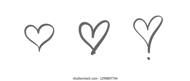 Heart doodle illustration vector set. Symbol of love.