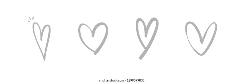 Heart doodle illustration vector set. Symbol of love.