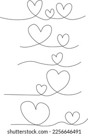 Heart doodle line set, looped line set, heart drawing of the moose. Hand drawn, decorative design line art, SVG Vector svg