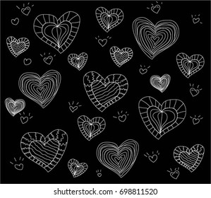 Heart doodle on black background.