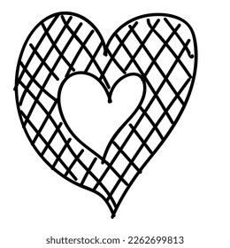 Heart, doodle picture. Hand drawn, vector illustration. Symbol of love. Holiday Valentines Day. Linear graphics.