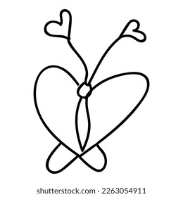 Heart, doodle picture. Hand drawn, vector illustration. Symbol of love. Holiday Valentines Day. Linear graphics.