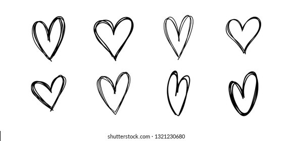 Heart doodle set