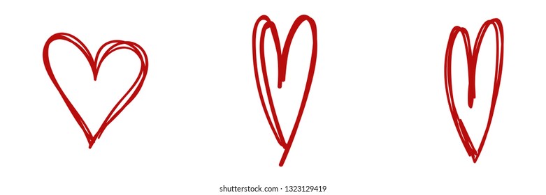 Heart doodle set