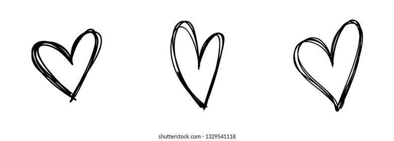 Heart doodle set