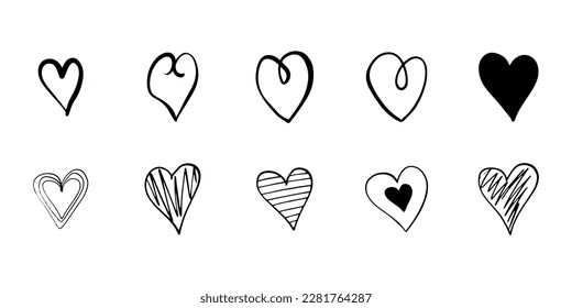 Heart in doodle style. Symbol of Valentine's Day and love. Shapes For Create Your Own Art. Abstract contemporary modern trendy vector. Design for card, print , logos, branding, mood boards, poster