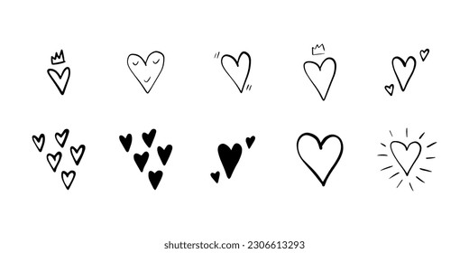 Heart in doodle style. Symbol of Valentine's Day and love. Shapes For Create Your Own Art. Abstract contemporary modern trendy vector. Design for card, print , logos, branding, mood boards, poster