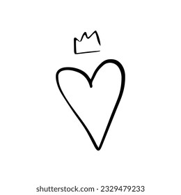 Heart in doodle style. Symbol of Valentine's Day and love. Shapes For Create Your Own Art. Abstract contemporary modern trendy vector. Design for card, print , logos, branding, mood boards, poster