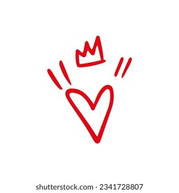 Heart in doodle style. Symbol of Valentine's Day and love. Shapes For Create Your Own Art. Abstract contemporary modern trendy vector. Design for card, print , logos, branding, mood boards, poster