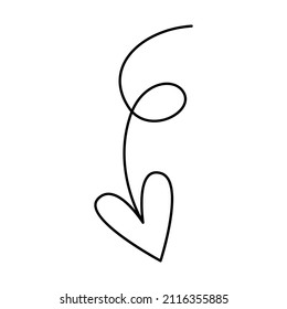 Heart in doodle style. Vector illustration isolated on white. Decorative element for letter