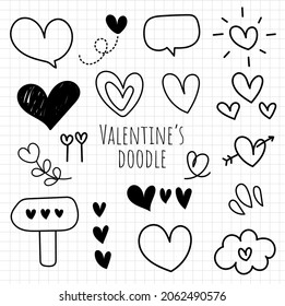 Doodle de corazón, doodle de San Valentín. ilustración vectorial