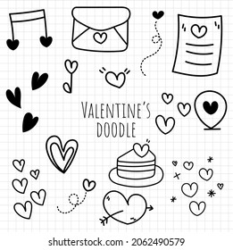 Doodle de corazón, doodle de San Valentín. ilustración vectorial