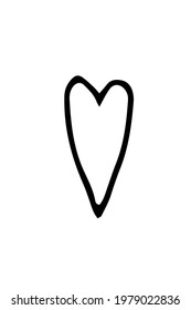 Heart. Doodle vector illustration, hand drawn. Silhouette. Black and white outline. Coloring.