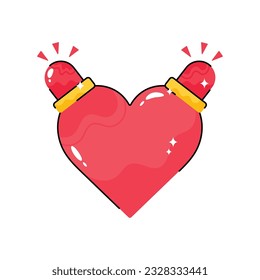 Esbozo vectorial del doodle cardíaco Sticker. archivo EPS 10