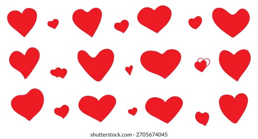 Heart doodle vector set. Hand draw element with heart in different shape. Elements on white background for banner, decoration, street art and ads.
