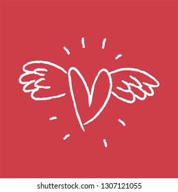 Heart doodle with wings and crown