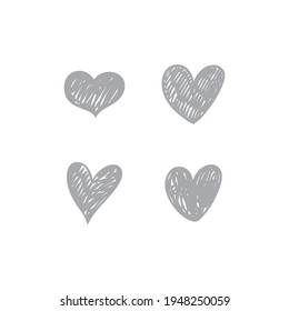 Heart doodles collection. Set of hand drawn hearts. Love symbol illustrations.