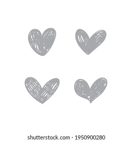 Heart doodles collection. Set of hand drawn hearts. Love symbol illustrations.